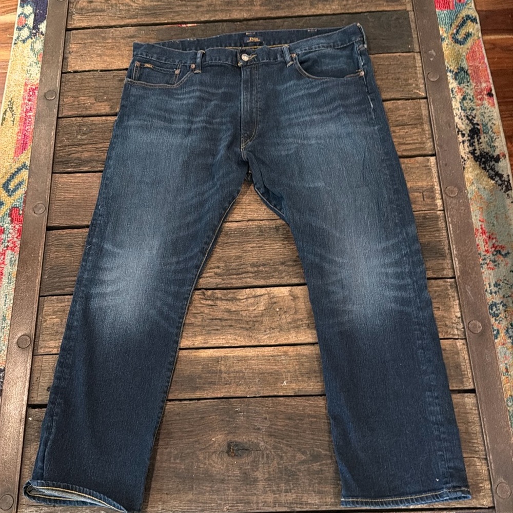 Ralph Lauren Men’s Polo Dark Blue Jeans Hampton Relaxed Straight Size 42 xl 30